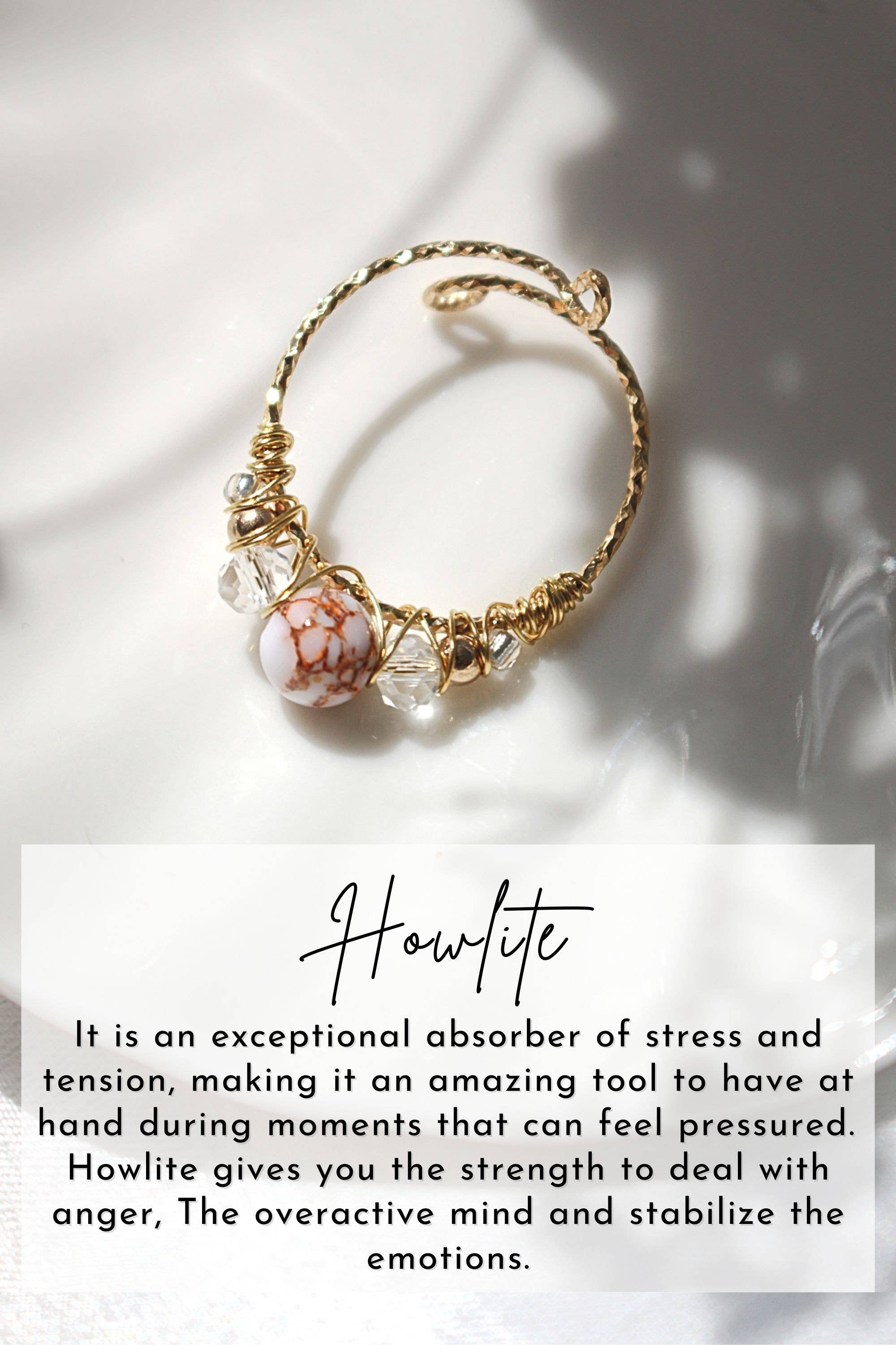 Divine Dulcet – wholesale Single stone/solitaire ring – "Marquise" | 18K Natural Crystals Hand Wired Adjustable Ring22