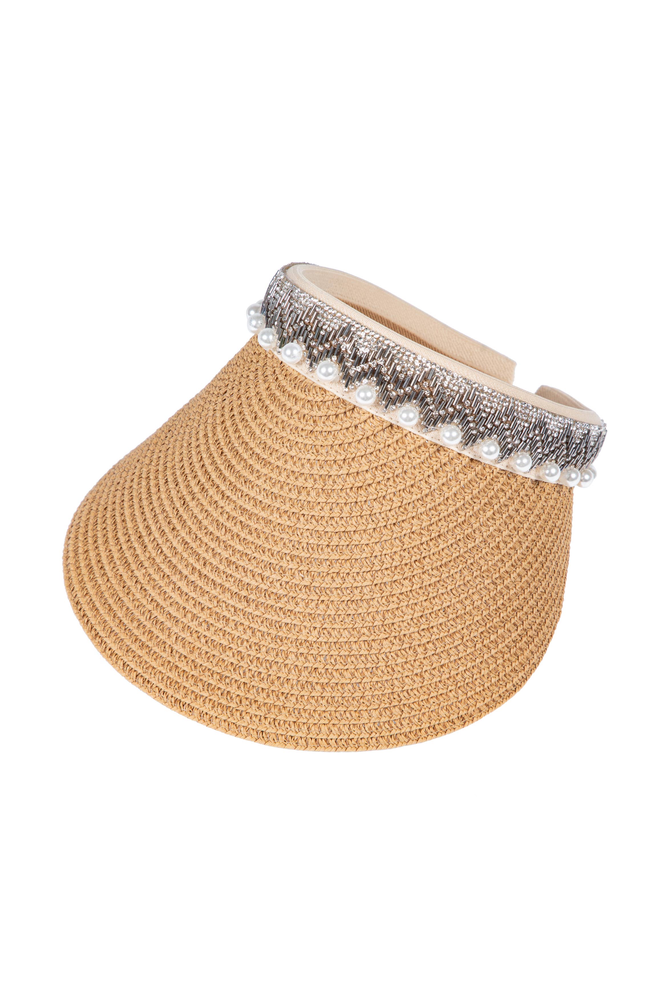 Ole - Wholesale Visor – Women's - Straw Hat With Pearl Sun Visor Hat
