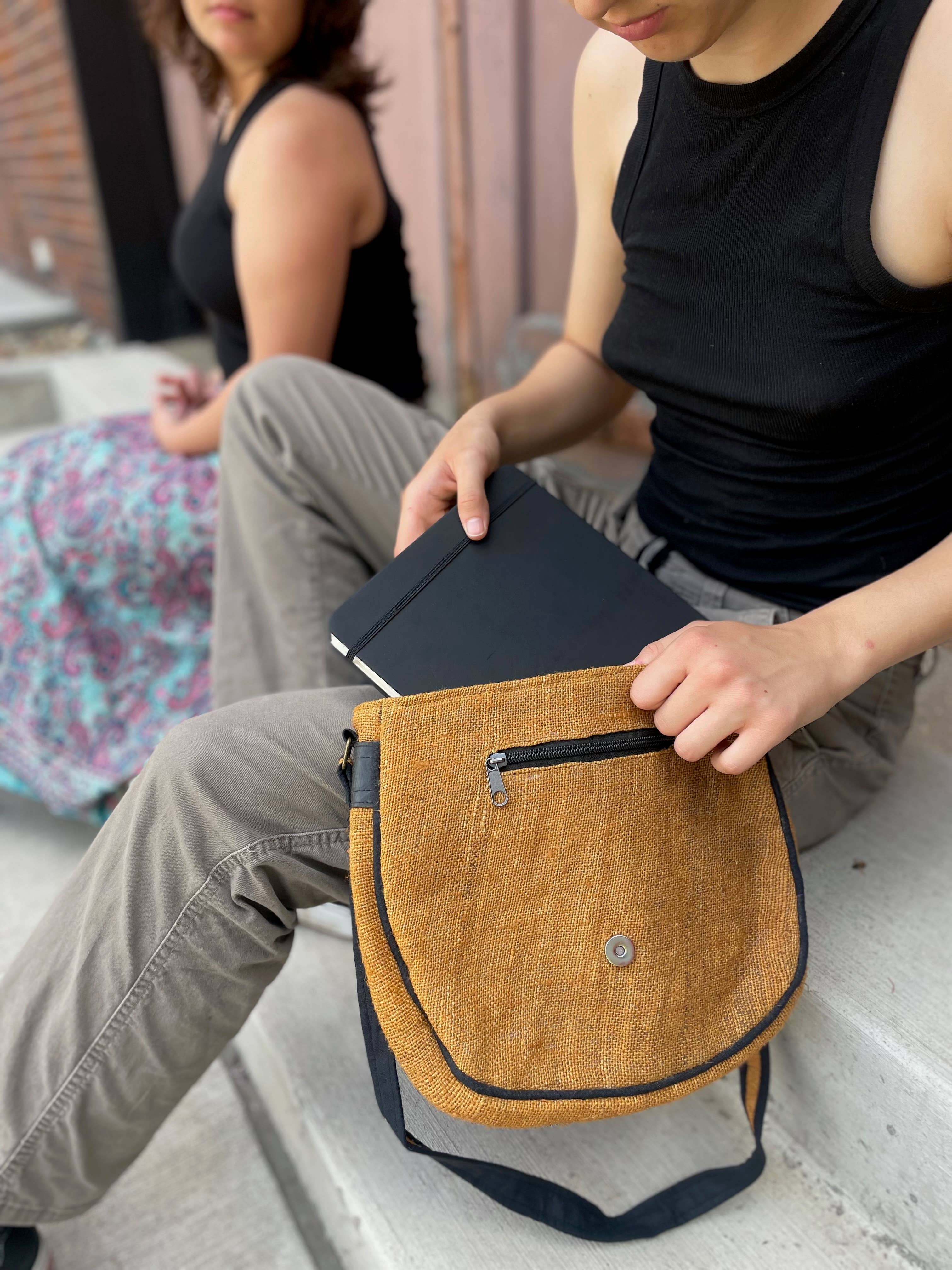 Women of the Cloud Forest - Wholesale Crossbody Bag - Unisex - Vegan Recycled Inner Tube and Hemp Saddle Bag5