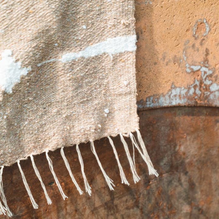 West Path - Wholesale Throw Blanket - Moon Phases Blanket - Mexican Yoga Blanket Tan Beige White2