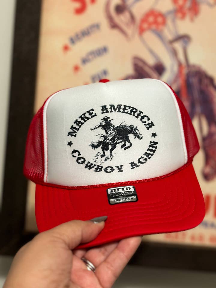 Make America Cowboy Trucker Hat for wholesale by Hill + Hyde&Co