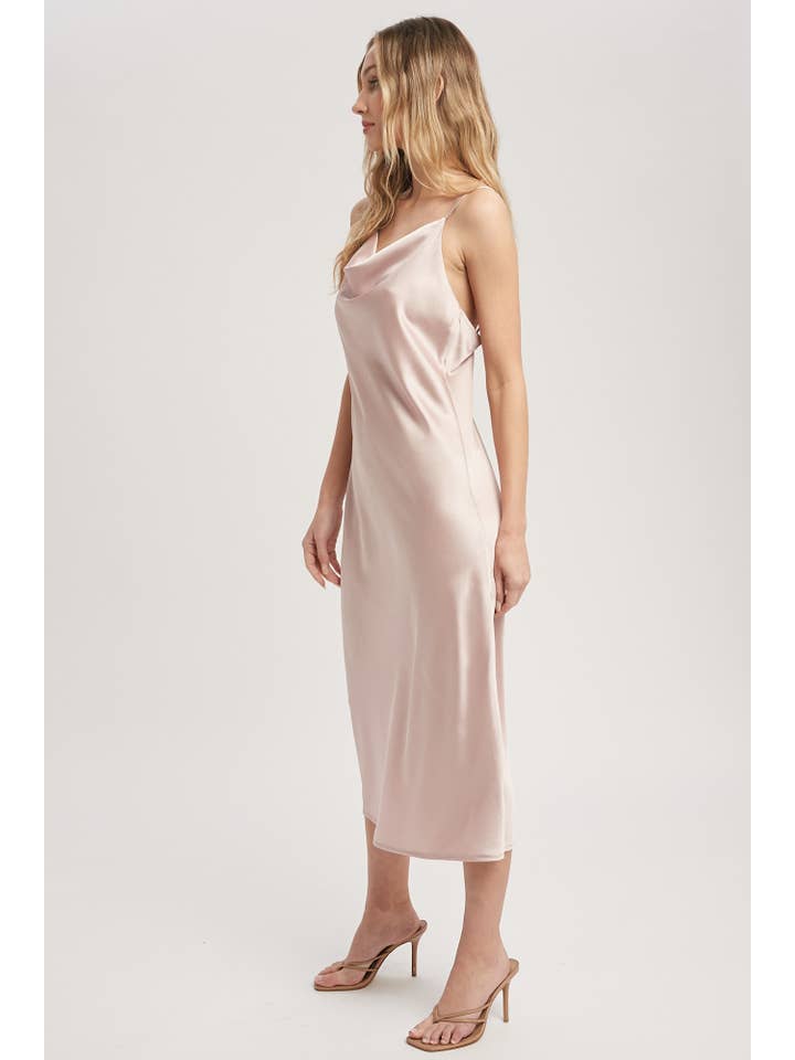 Bluivy - Wholesale Dress - Women's - SATIN DRAPED NECK MIDI SLIP DRESS23