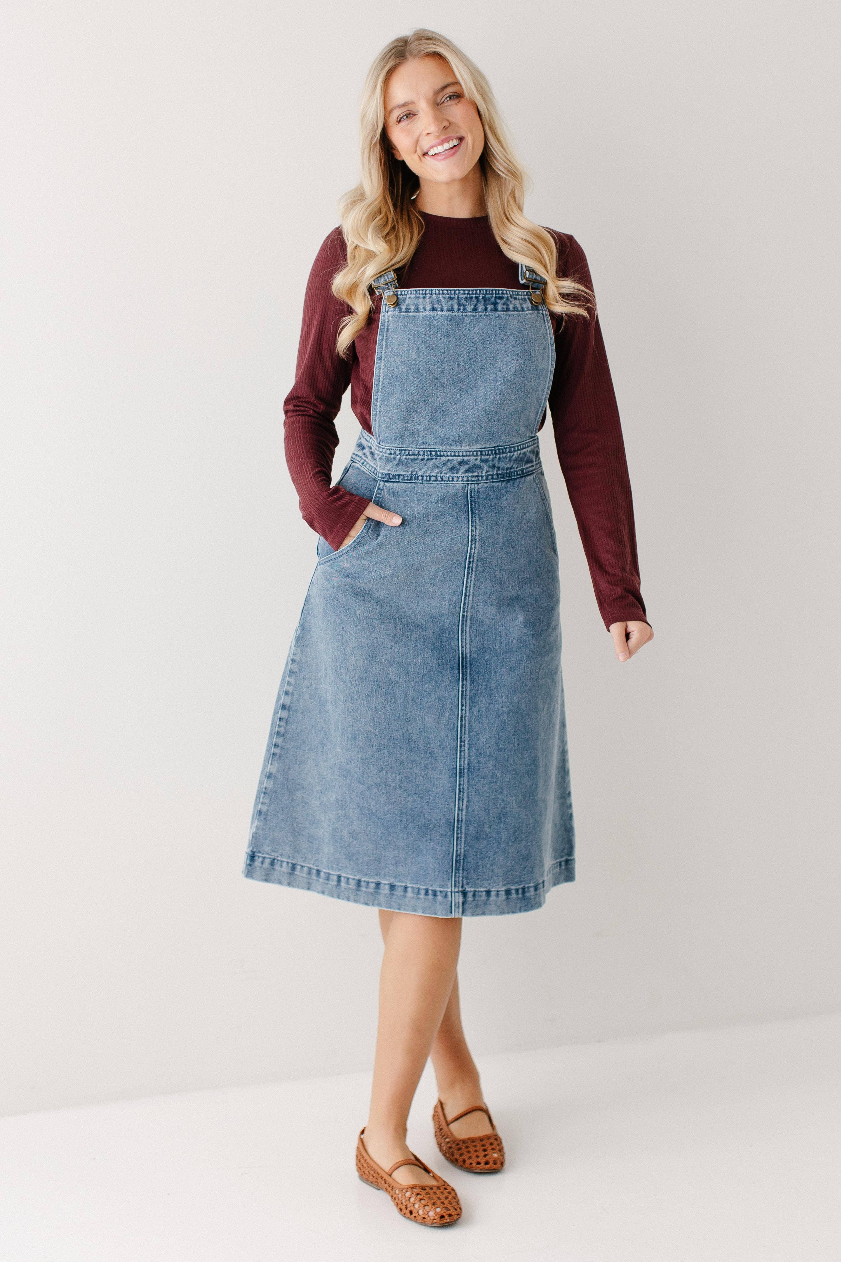 Vintage Wash 'Bailey' Denim Overall Dress for wholesale on Faire2