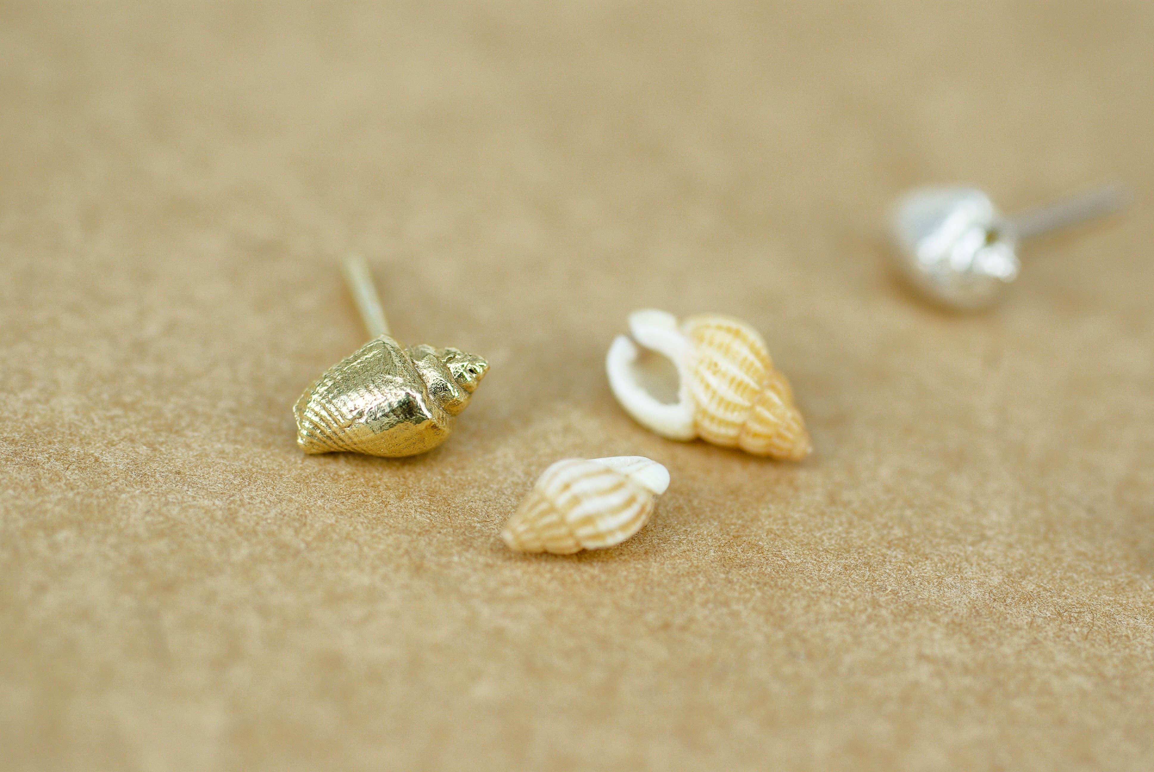 A MAR LIBRE - Venta al por mayor Pendientes de botón/aretes de poste - Caracoles y conchas de la bahía, aretes en plata de ley o plata vermeil1