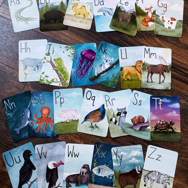 Stephanie Hathaway Designs - Wholesale Learning Cards - Kids & Baby - Animal Alphabet Flashcards (Set of 26 Cards)1
