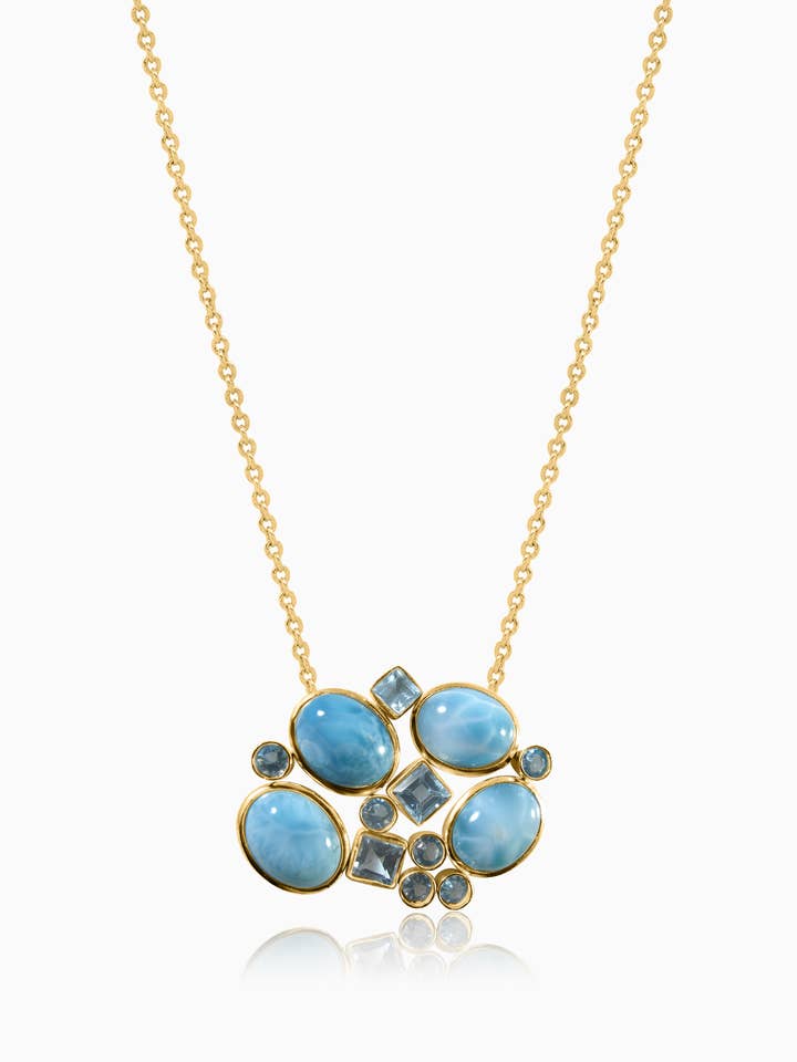 Ocean Whisper Larimar and Blue Topaz Necklace for wholesale by Larimar Magic