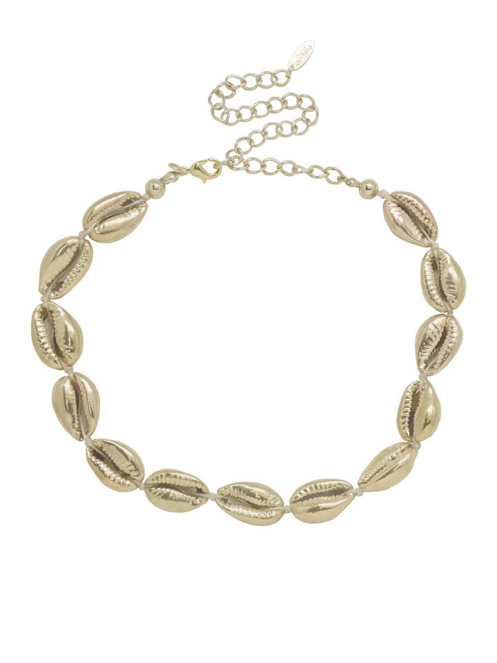 18kt vergoldete Kaurimuschel-Halskette für den Großhandel von Ettika