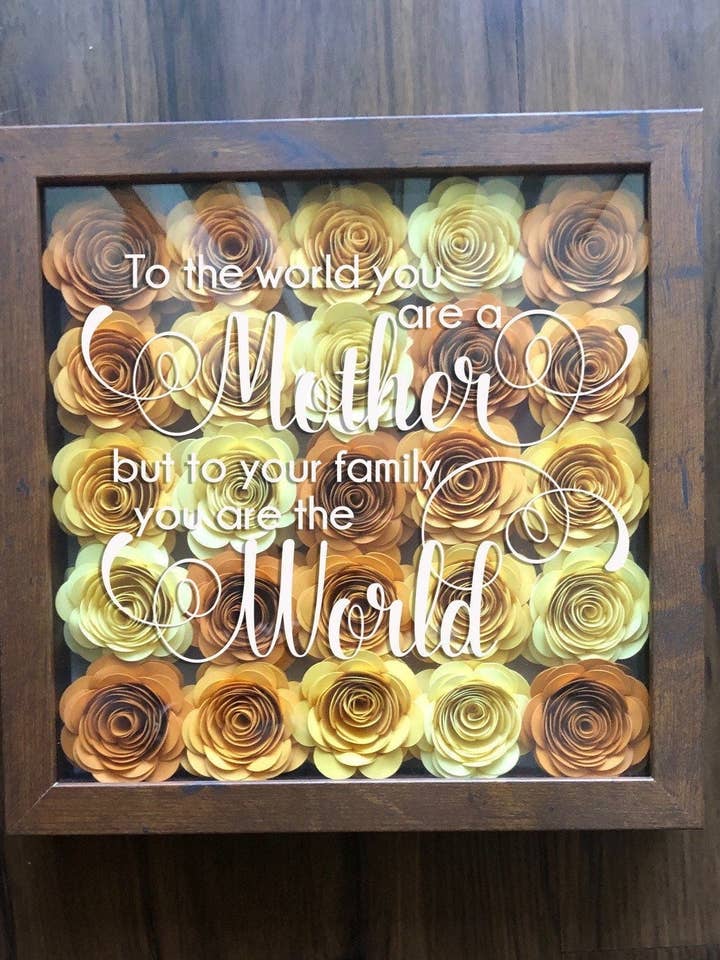 Custom Hand Rolled Paper Flower Gift Shadow Box Mothers Day gift, Gift for Wife or Fiance | Gift for Mom Tones or Yellow for wholesale by Rose Magnolias
