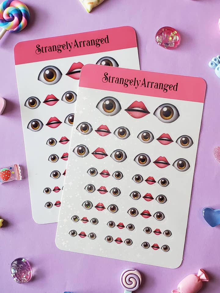 Feuille d'autocollants | Feuille d'autocollants pour le visage Emoji et yeux pour la vente par StrangelyArranged