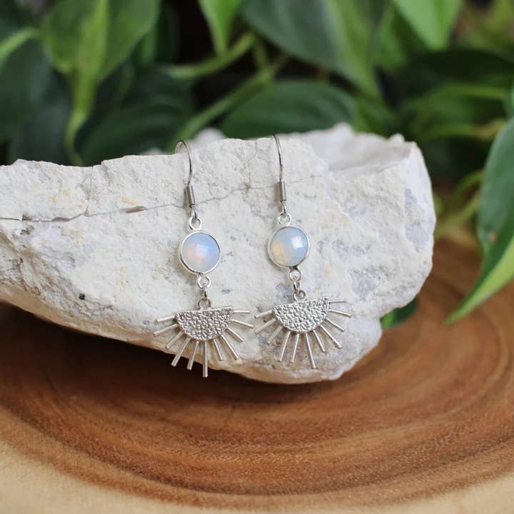 Opalit Silber Sonnen-Ohrringe mit Anhänger für den Großhandel von Livin Freely