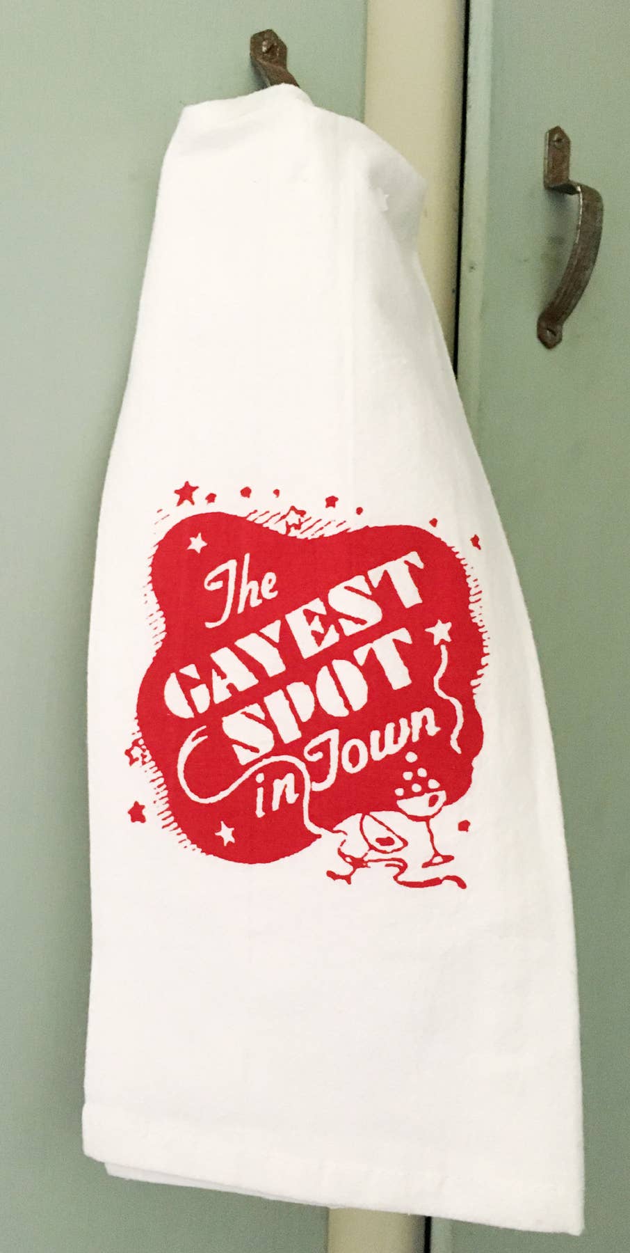 Red and White Kitchen Company - Vente Torchons - Torchon de cuisine Gayest Spot/Pride, rétro1