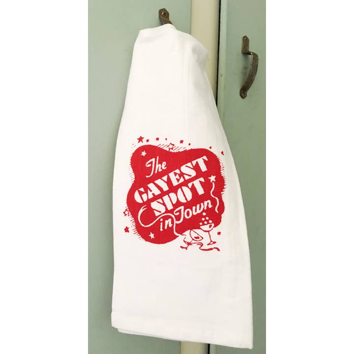 Red and White Kitchen Company - Vente Torchons - Torchon de cuisine Gayest Spot/Pride, rétro1