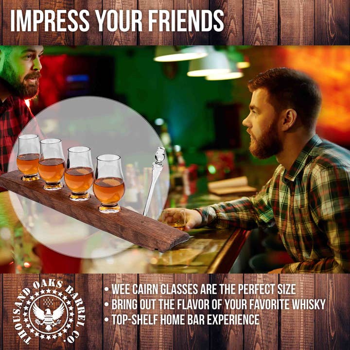 ThousandOaksBarrelCo. - Wholesale Cocktail/Liquor Glass - Glencairn Whisky Stave Flight Set4