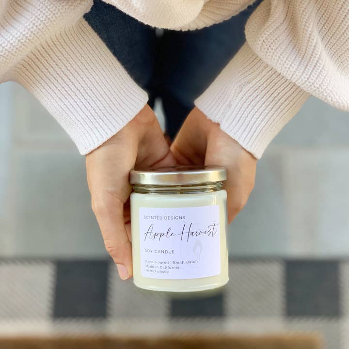Scented Designs Candle Co - Wholesale Jar/Filled Candle - Apple Harvest Soy Candle - 7oz Signature Jar1