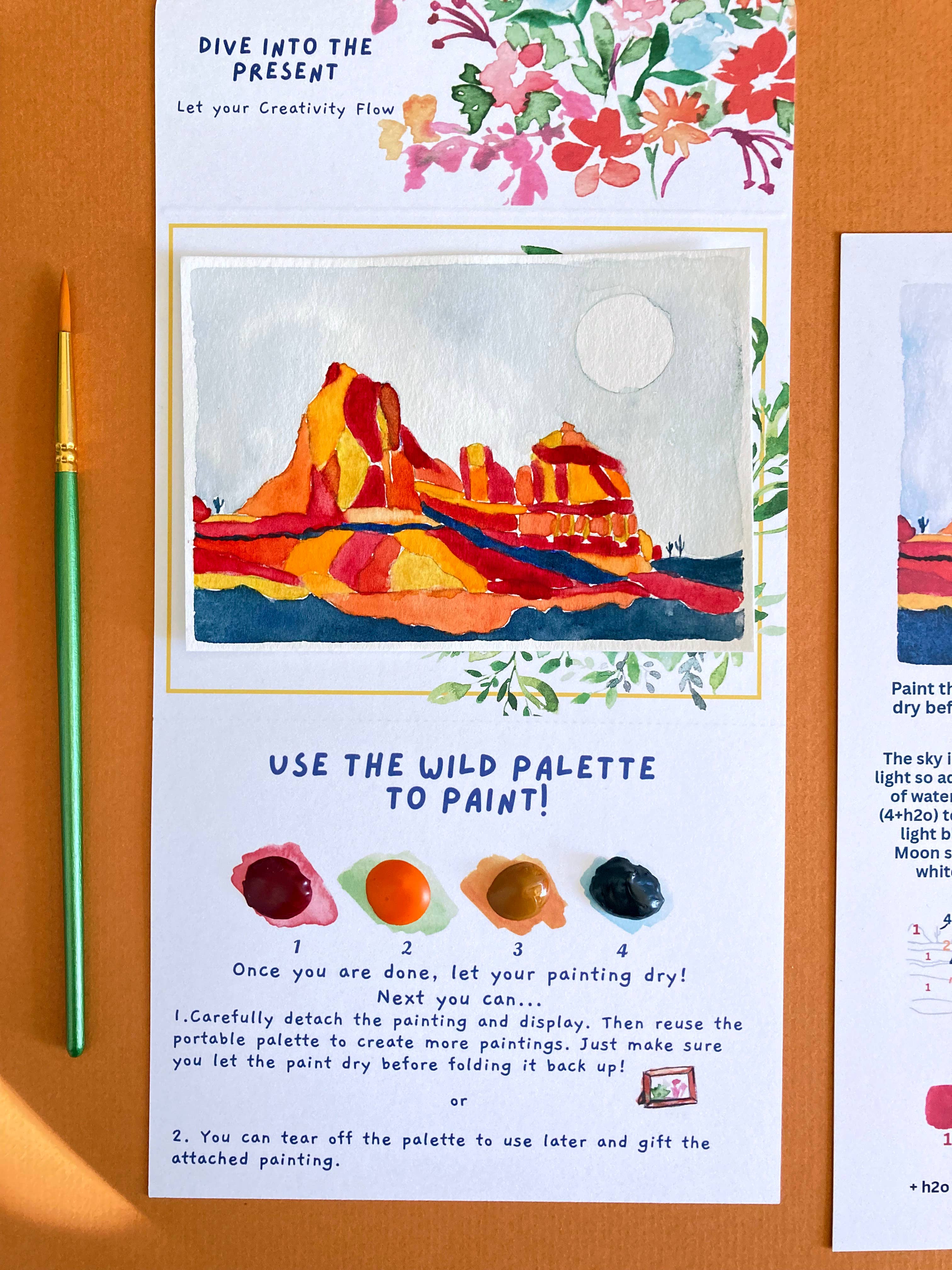 Pink Puddle Studio - Wholesale DIY Craft Kit - Red Rocks Mountain Landscape Watercolor Paint by Number Kit5