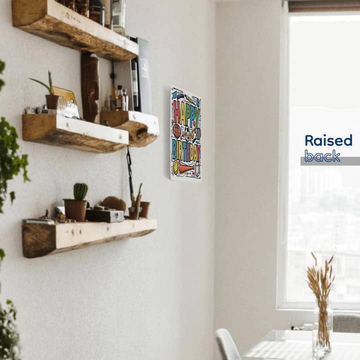 3dRose - Wholesale Wall clock - 3dRose, Funny Cool Abstract Happy Birthday Text and Sports Balls Equipments, Wall Clock4