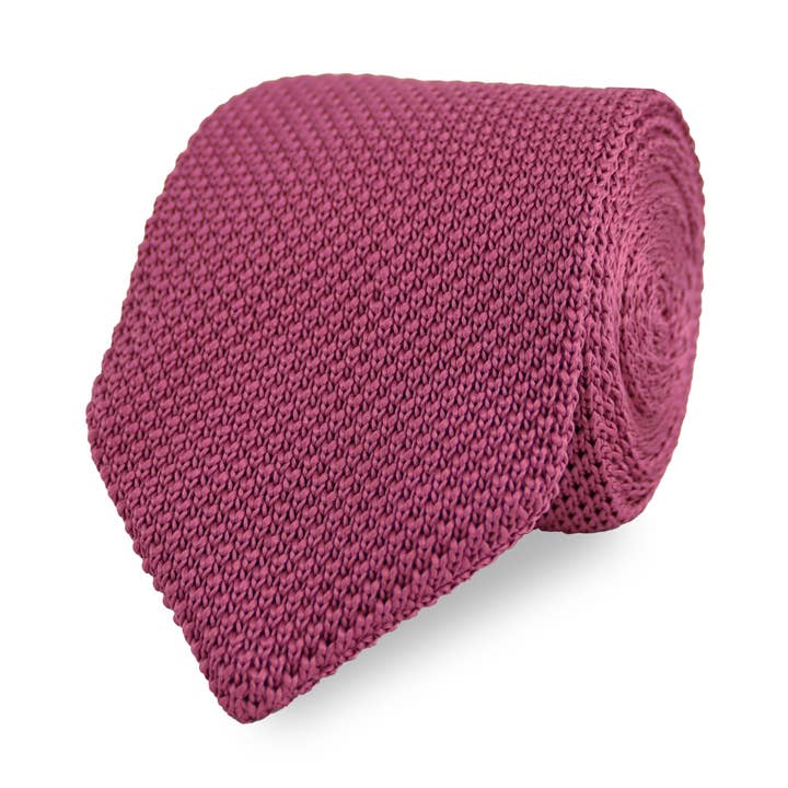 Men's Diamond End Knitted Tie - Dark Pink for wholesale by THE GENTS LAB