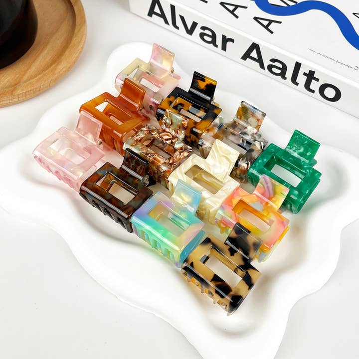 TheDivaSoap – Clips para cabelo - Mulher por atacado – Clipes de garras quadradas pequenas, grampo de cabelo pequeno em acetato11