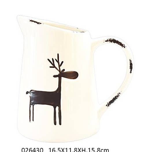 Pitcher Reindeer 'Christmas' 16.5 X 11.8 X H. 15.8 cm for wholesale by Faye