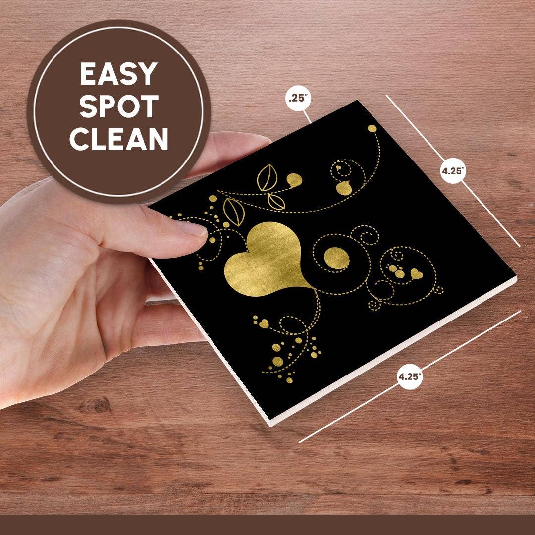 3dRose - Wholesale Coasters - 3dRose, Pretty Image Of Gold Heart and Flourish Illustration, Coaster6