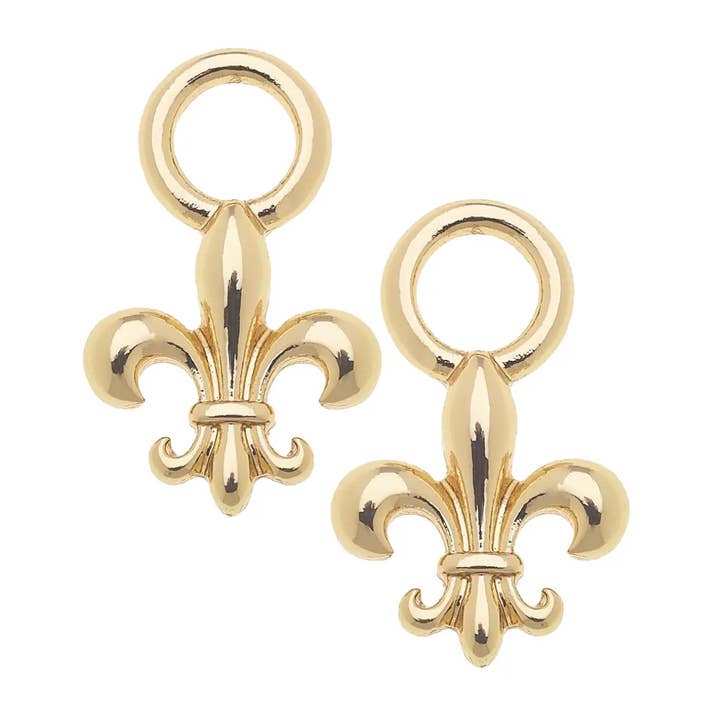 Fleur De Lis Huggie Charm (Set of 2) in Shiny Gold for wholesale by Canvas Style