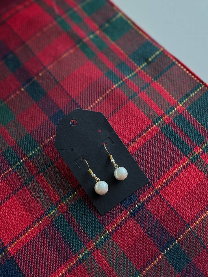 Pearl Gold Plated Dangle Earrings for wholesale by Ostella