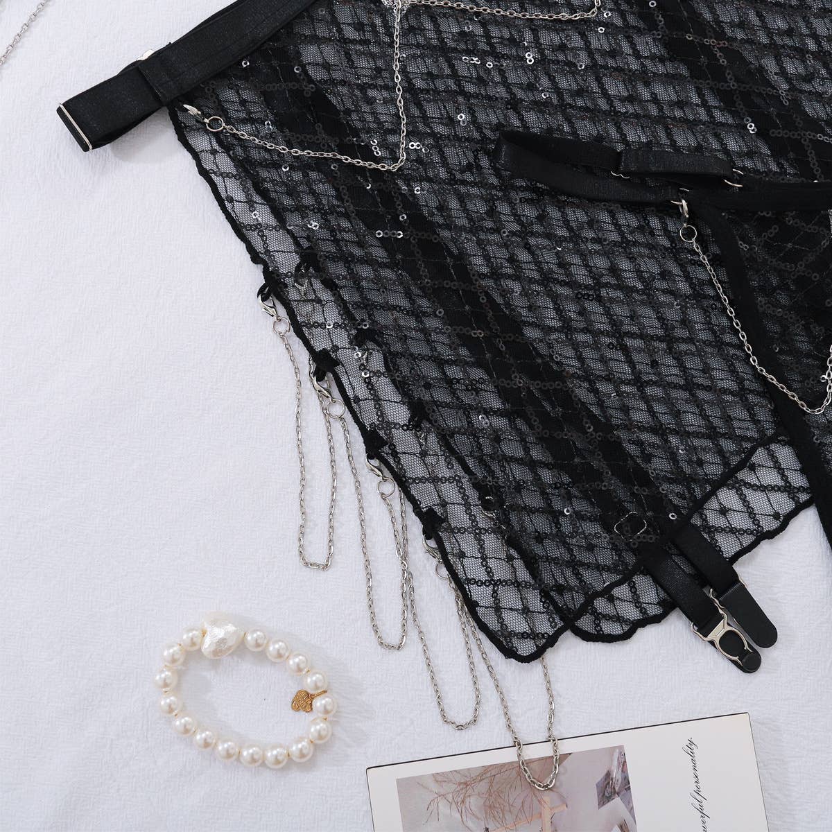 Sort Sexet netkæde gennemsigtig kort nederdel undertøjssæt for engroshandel på Faire2