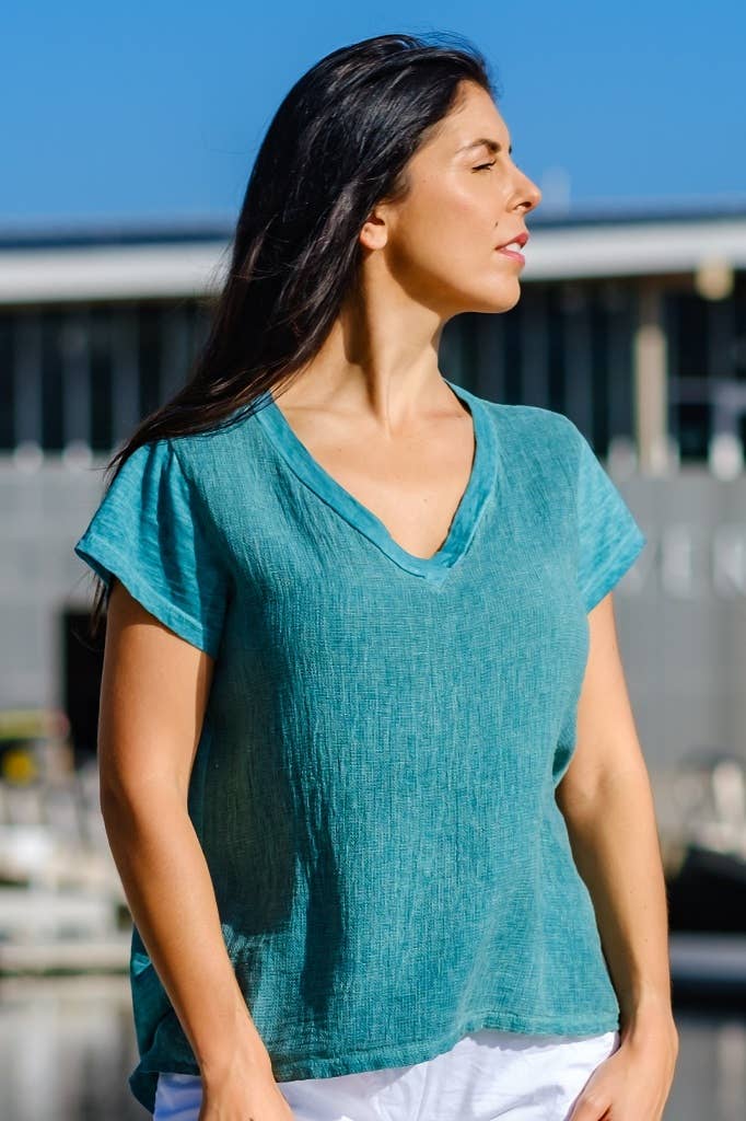 TINA Stephens Italy/Tees By Tina - Wholesale Blouse - Women's - Nola Cotton/Linen V-Neck Top (BSS207)43