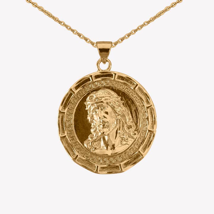 18K Gold-Plated Jesus Medallion Pendant on Chain for wholesale by Aurea