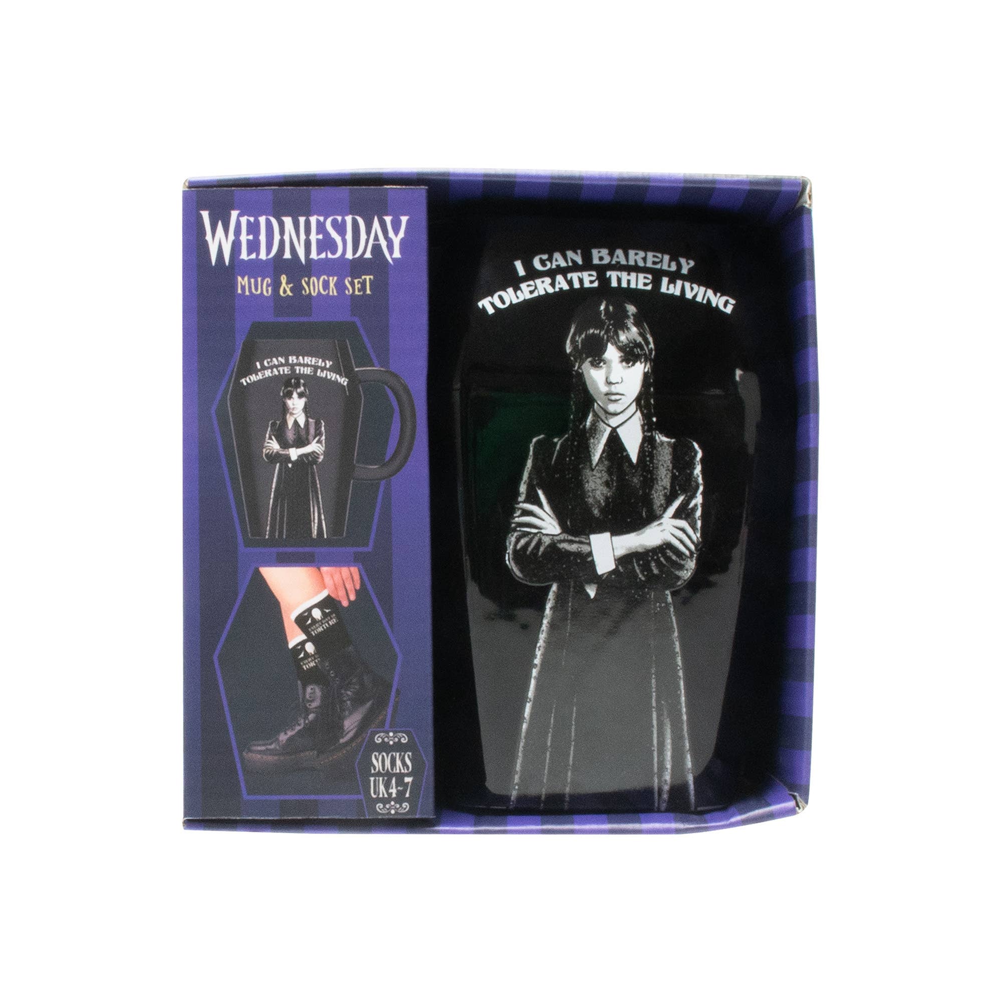 Mad Monkey GmbH - Wholesale Koffiemok - Wednesday - Beker & Sokken Set in Doodskistontwerp4