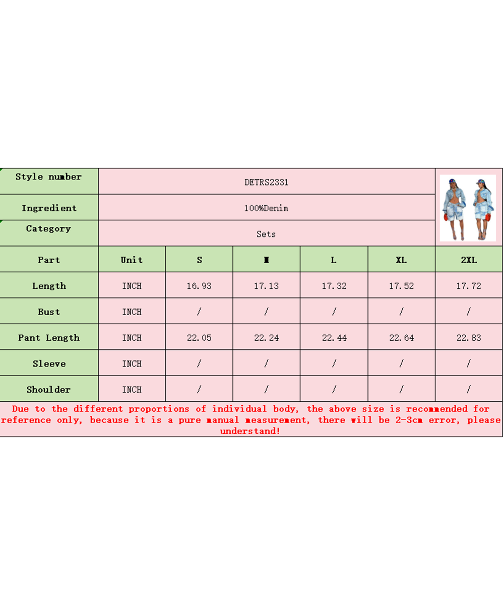 Azul Conjunto de Denim Patchwork Desgastado para venda a revendedores na Faire7