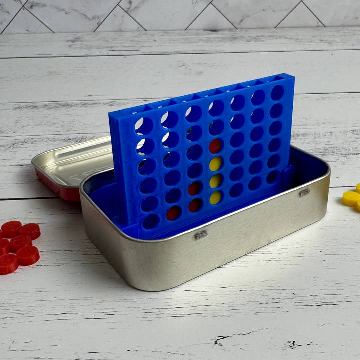 Travel sized Four in a Row classic family game for wholesale by Bees Boards