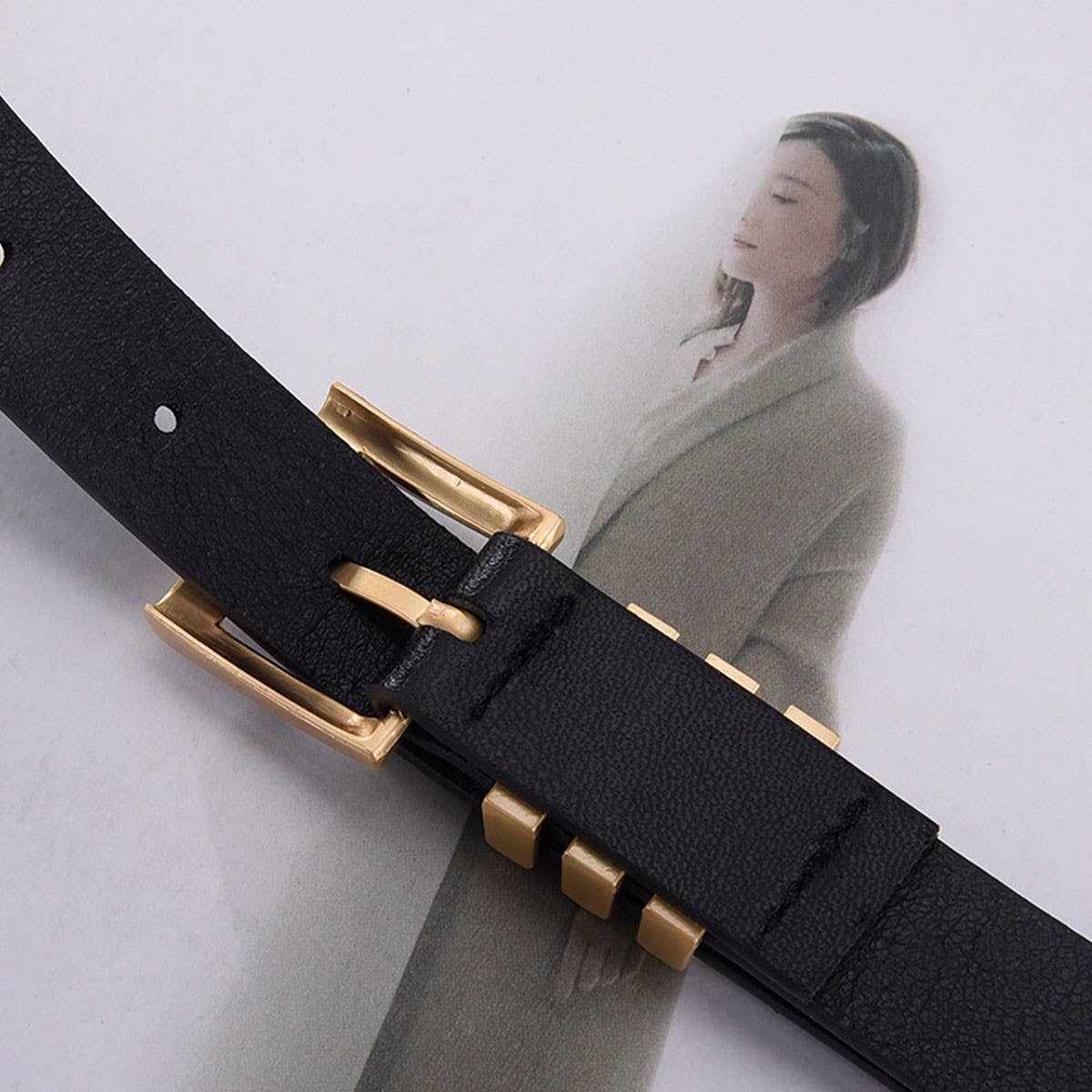 ACCITY - Wholesale Belt - Women's - MATTE KOREAN-STYLE METAL SQUARE BUCKLE BELT_CWASC058014