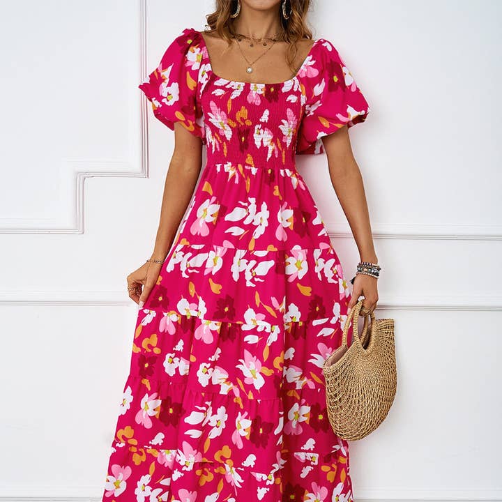 Vestido de verano elegante con hombros descubiertos y mangas abullonadas para venta al por mayor de XINGYE FASHION INC