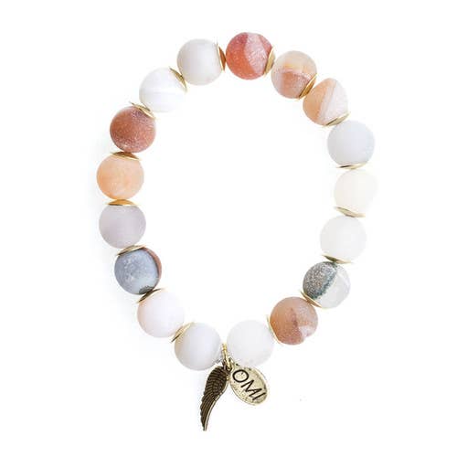 Perlenarmband in mattem Druzy Stone mit goldfarbenen Abstandshaltern, 10 mm, Großhandel für den Großhandel von omibeads