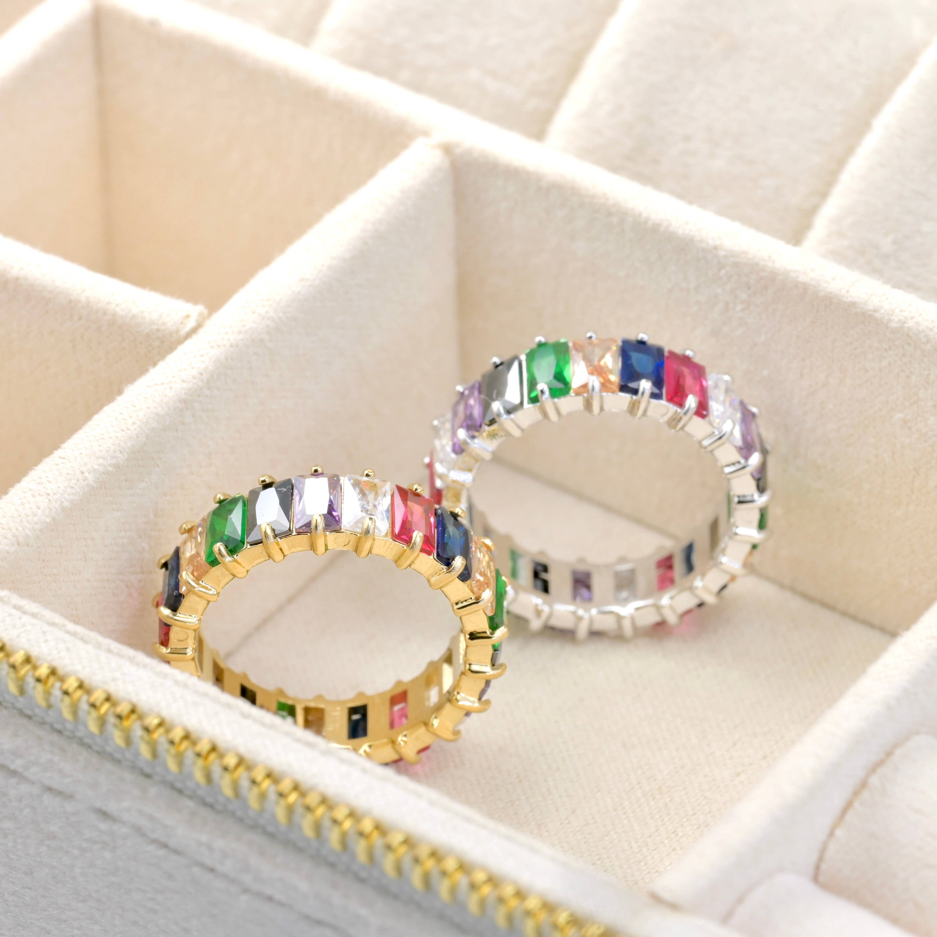 Blueyejewelry - Wholesale Multi-Stone Ring - Baguette Diamond Ring - Wide Baguette-cut CZ Ring 7