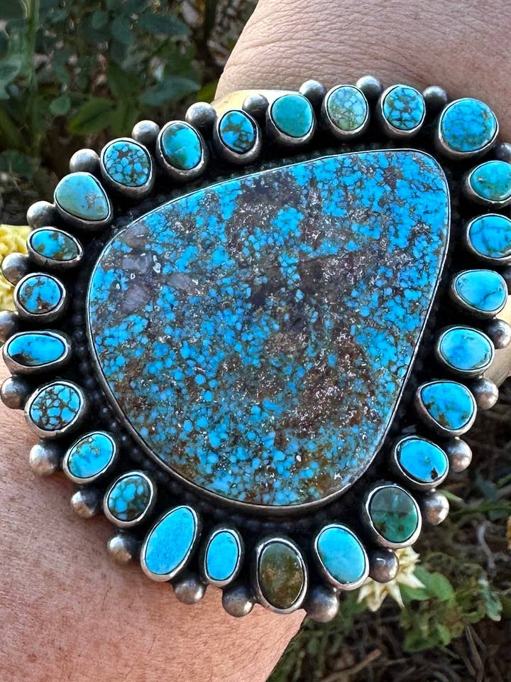 Navajo Sterling Sølv Turkis Armbånd Manchet Signeret Kathleen G for engroshandel hos Nizhonitradersllc