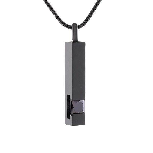 Cherished Emblems - Wholesale Halskettinghanger - Zwarte crematie urn ketting kolom met edelsteen9