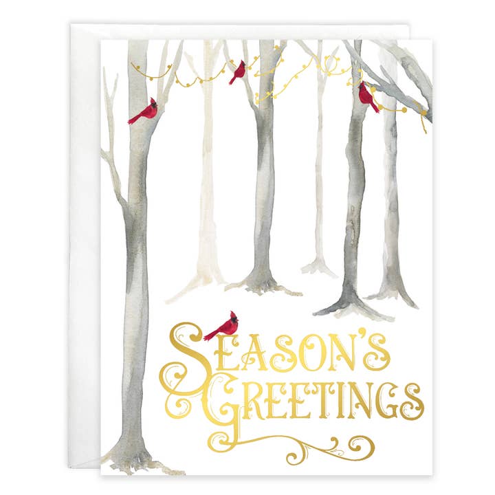 GINA B DESIGNS - Wholesale Christmas Card - Box/Pack Christmas Card - Cardinals & Trees