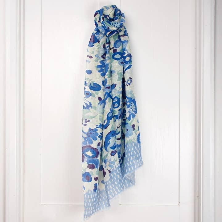 Summertime Blues Linen Scarf for wholesale by COLLIER CAMPBELL