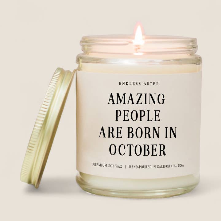 Amazing People Are Nascem em Outubro - 8, 16 onças de Vela de Jarrão de Soja por atacado de Endless Aster