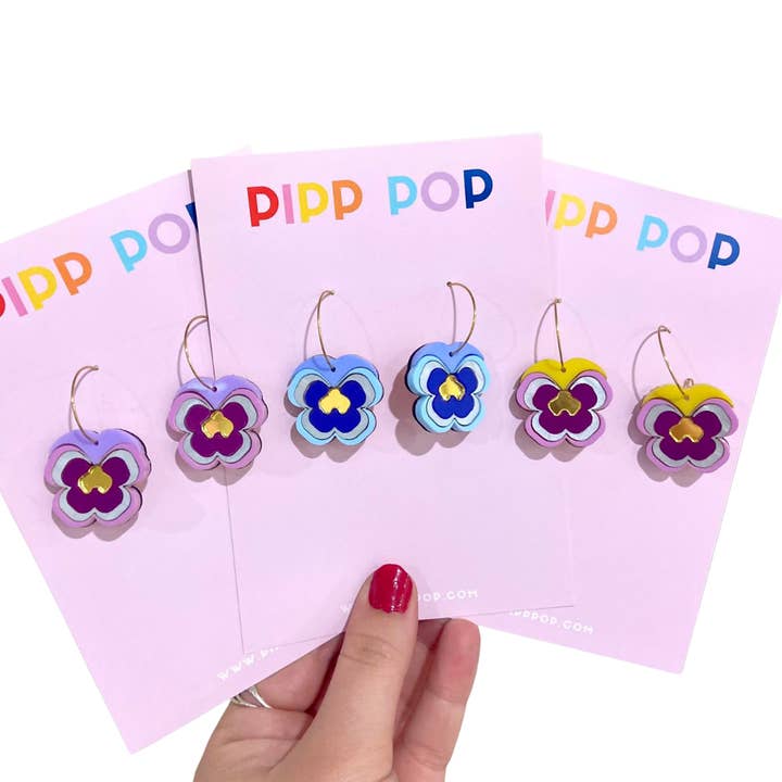 Pansy Dangles - 3 Colours Available for wholesale by Pipp Pop