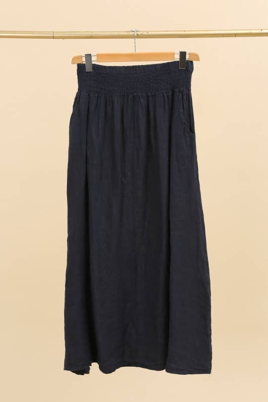 NAÏS PARIS - Wholesale Skirt - Women's - LONG SKIRT WITH SMOCKED WAIST AND POCKETS 100% LINEN3