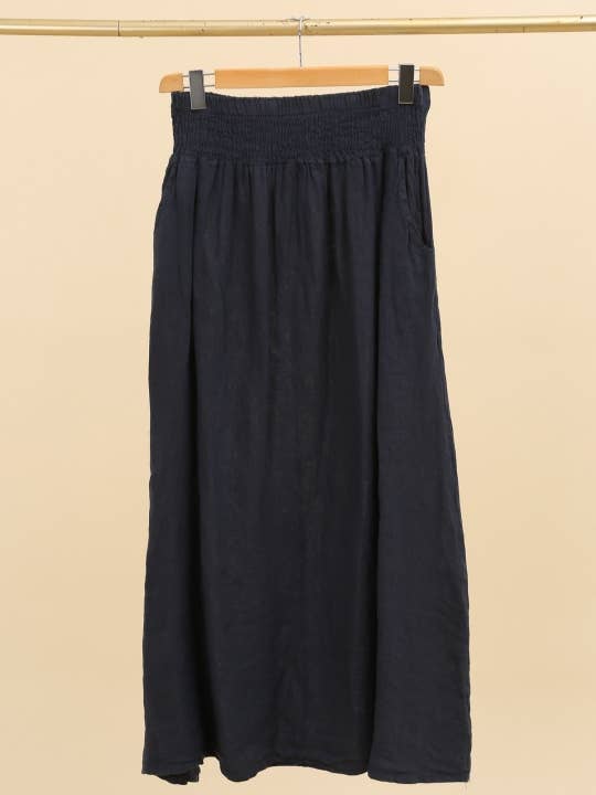 NAÏS PARIS - Wholesale Skirt - Women's - LONG SKIRT WITH SMOCKED WAIST AND POCKETS 100% LINEN3