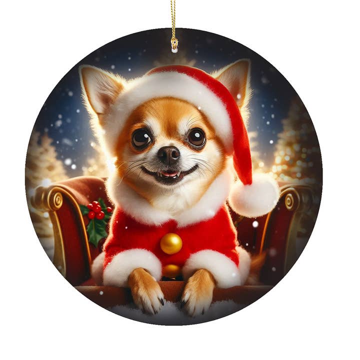 Best of Breed Products - Wholesale Christmas Decoration - Chihuahua Tan Smooth -Christmas Porcelain Ornament