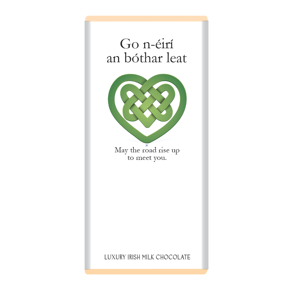 Sweet Living Kilkenny - Wholesale Chocolate Bar - Go n-éirí an bóthar leat.May the ... (Celtic heart design)2