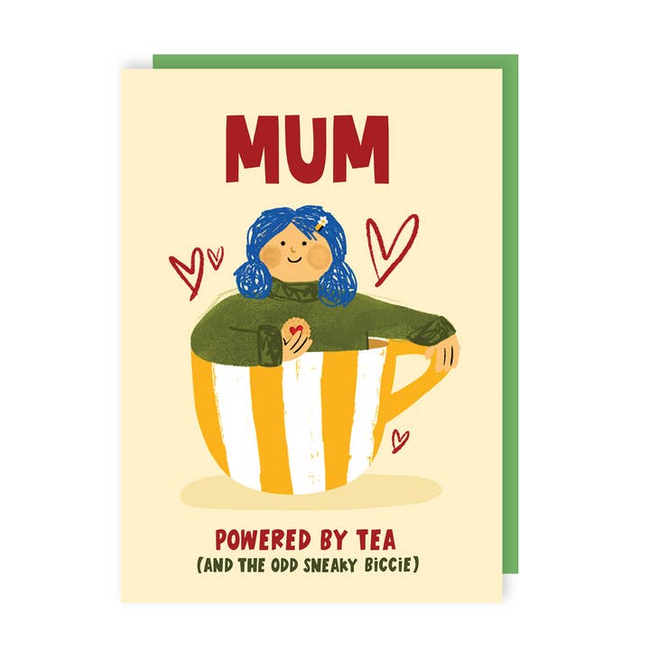 Powered By Tea Mother's Day Card for wholesale by Lucy Maggie Designs