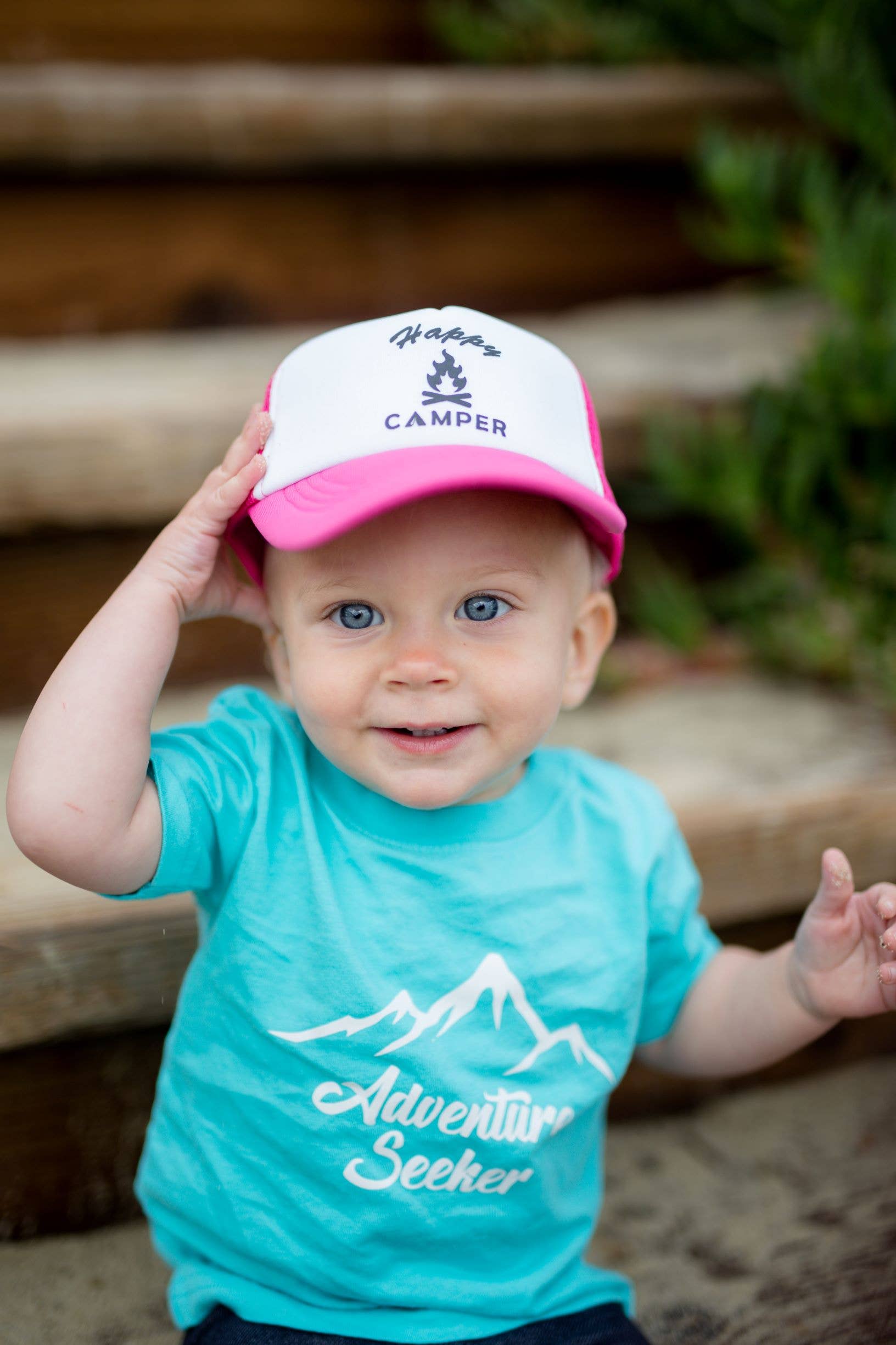 Outdoorable Apparel - Wholesale Screen Printed T-Shirt - Kids - Aqua with White Adventure Seeker Toddler Shirt1