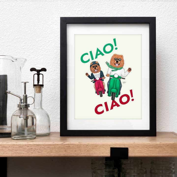 Laura Bergsma Studio – Engroshandel Kunsttryk – Chow Chow Hundekunsttryk, Ciao! Ciao!