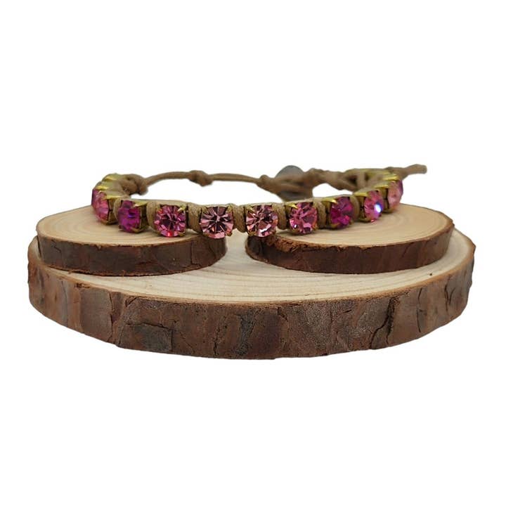 Crystal Chain Bracelets Large - Multi Rose para venta al por mayor de QUÉ MÁS JEWELS